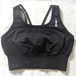 Gymshark Energy Seamless Longline Sports Bra Crop Top Small Black Strappy back